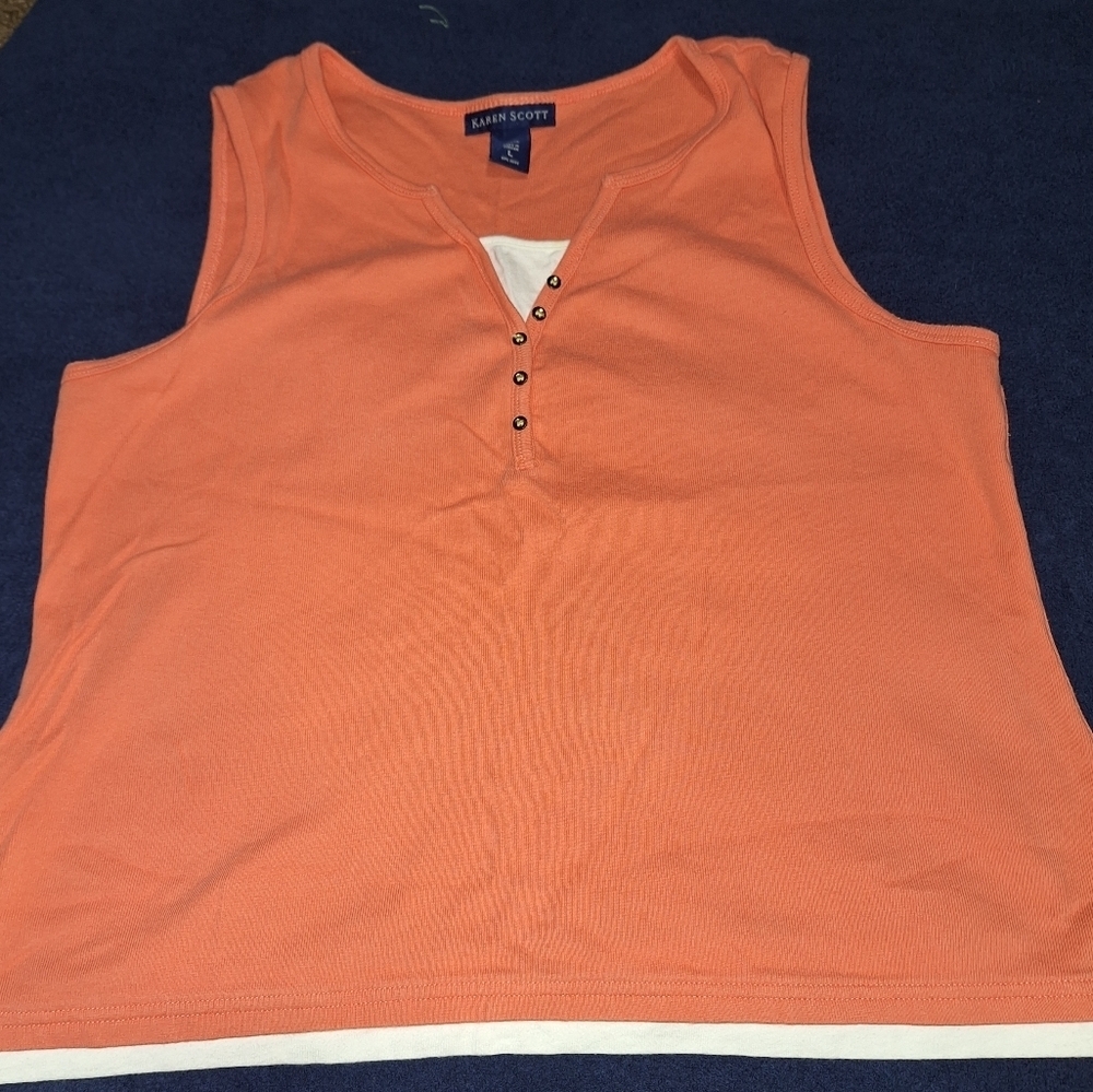 Karen Scott Tank Top Large Coral